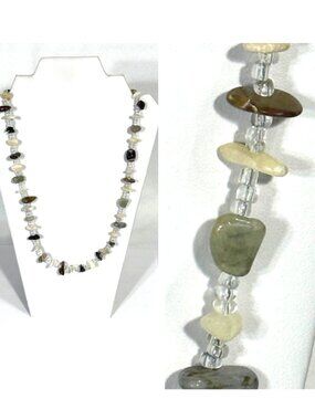 Natural stone and bead 24" continuous necklace.